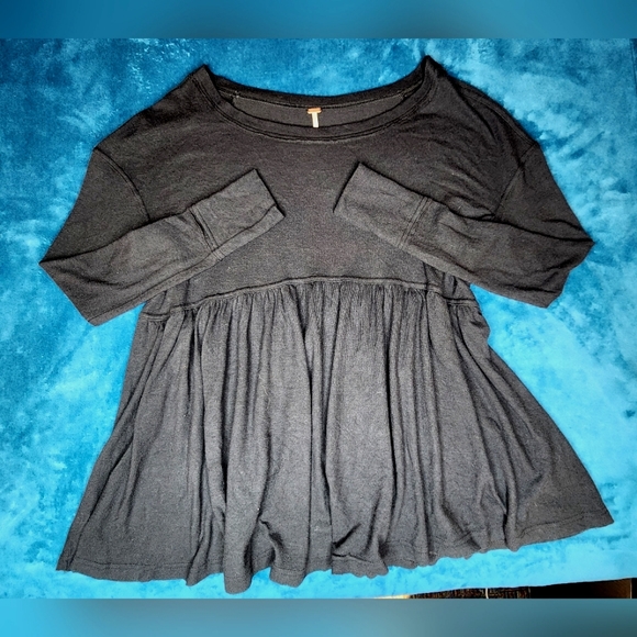 Free People Tops - Free People, Black Baby PeplumTop, Oversized